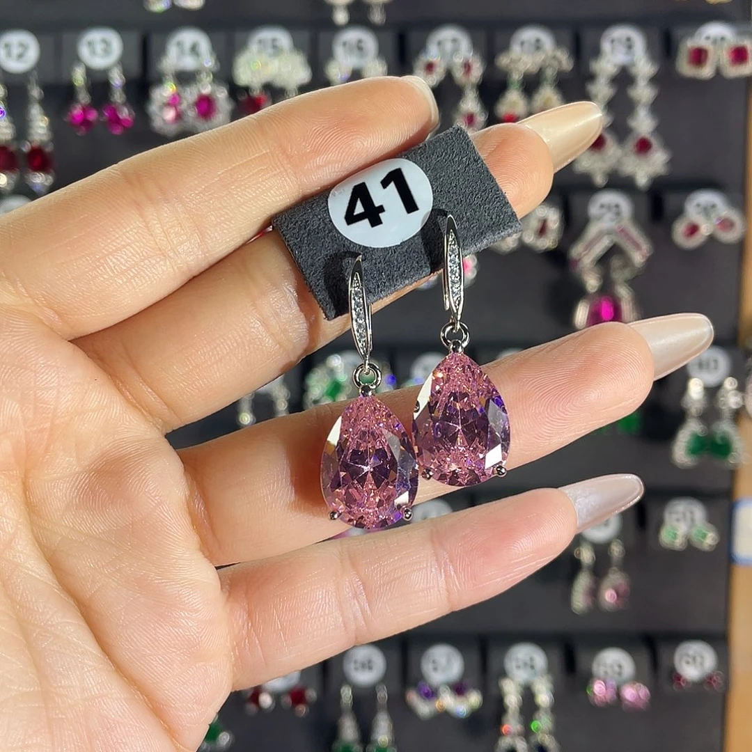 蓝宝石银S925镶嵌耳饰41