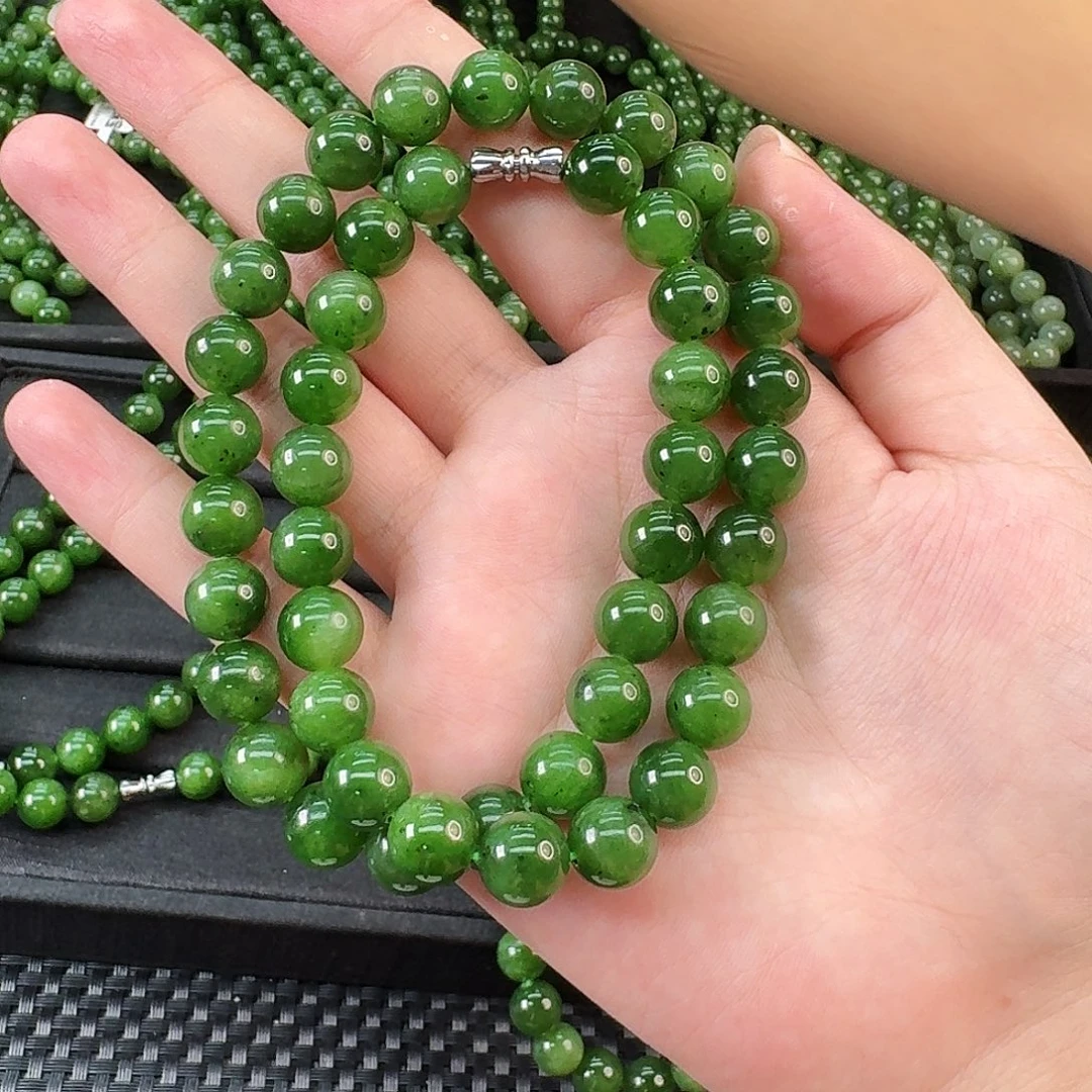 和田玉未镶嵌颈饰碧玉卡10妈妈链