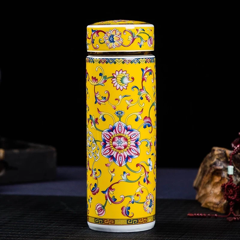 景德镇陶瓷餐具帝王黄保温杯