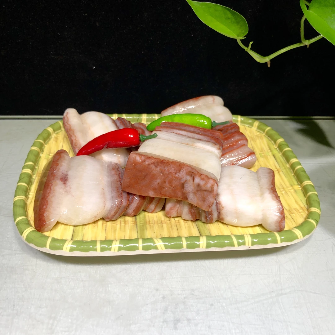 带盘发货，一盘5块猪肉石创意禅意茶室布置物件，带盘重量2.2斤