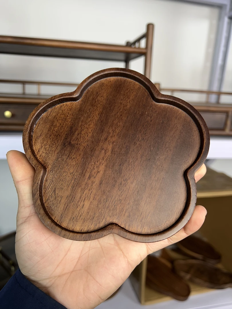 实木花瓣壶承干泡盘壶承实木茶托盘茶台复古壶承