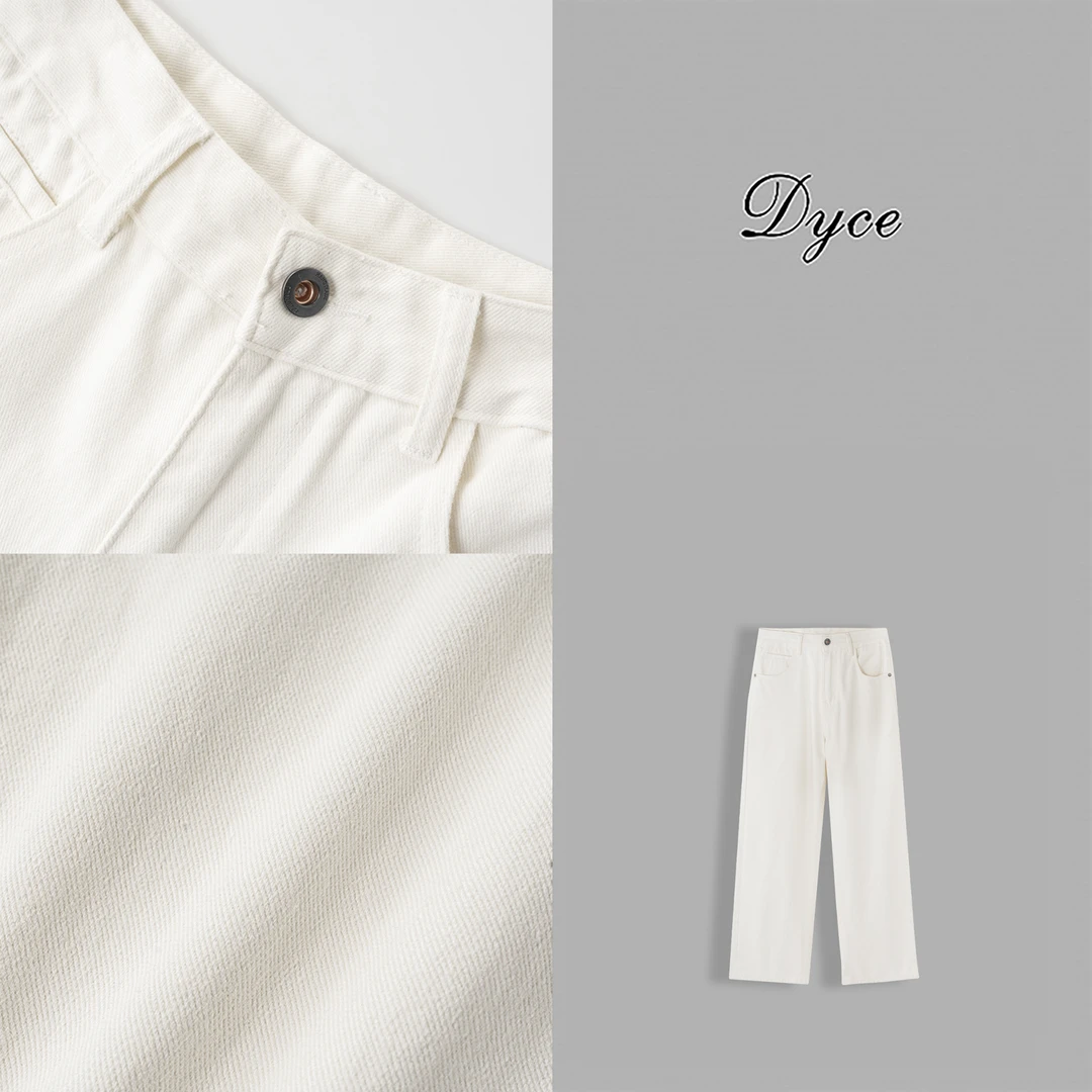 白色高腰阔腿牛仔裤女2025直筒新款宽松显瘦拖地裤子