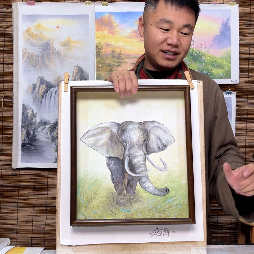 油画行路人小院绘画作品竞拍