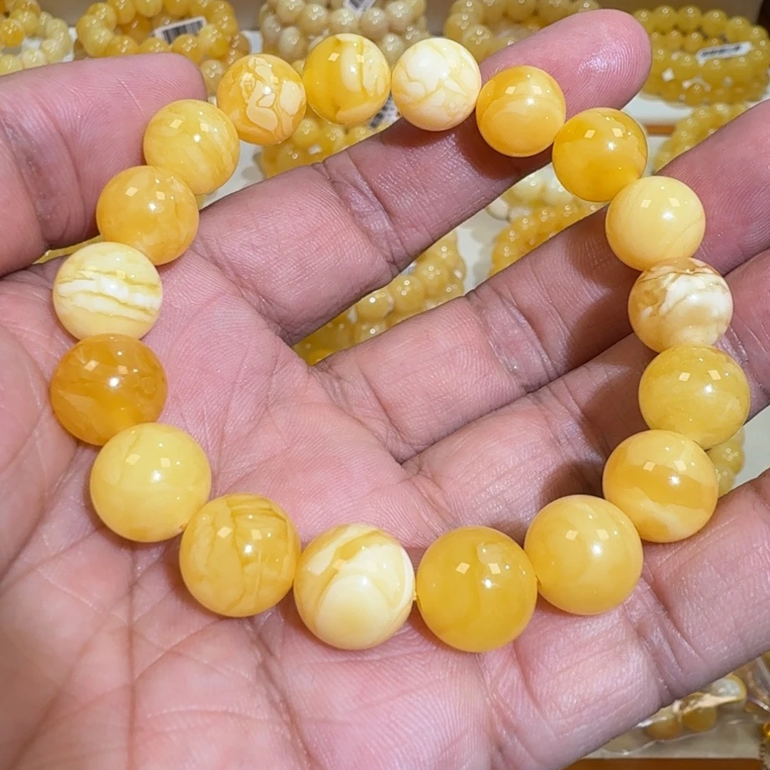 琥珀未镶嵌珠宝奇石12m焦皮多宝圆珠手串16.98