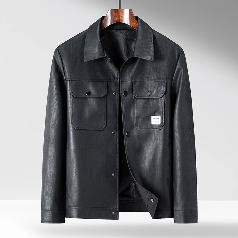 2025秋季机车外套男士皮夹克痞帅潮牌男装皮衣宽松简约高端男装