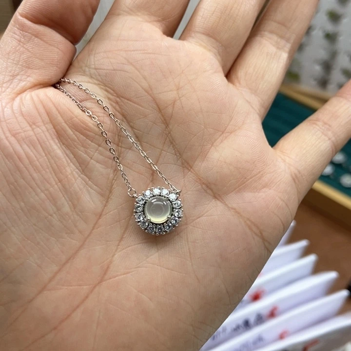 岫玉手镯手镯银S925镶嵌7****i