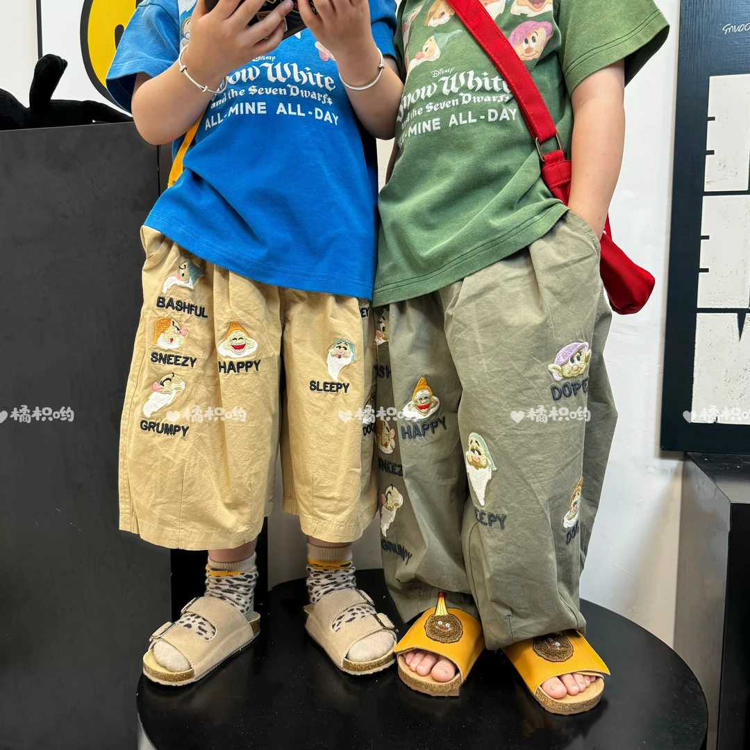 【橘枳哟】重工刺绣小i人薄棉布裤