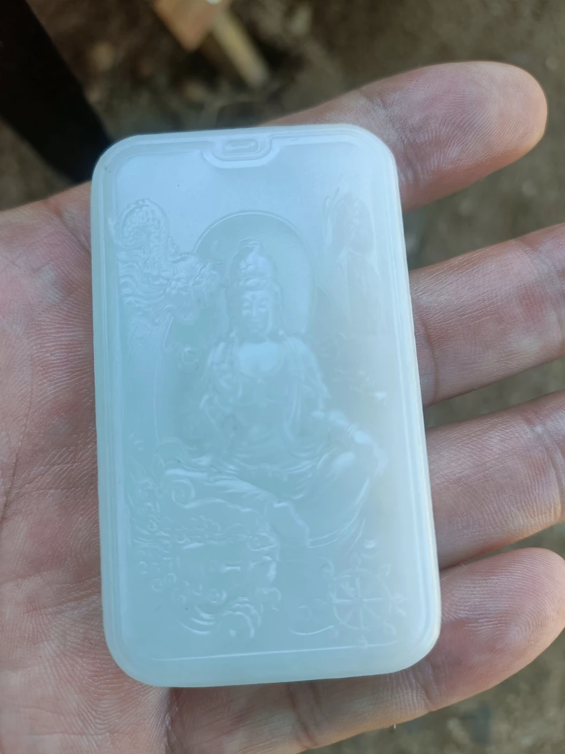 和田玉观音菩萨男女款玉牌白色