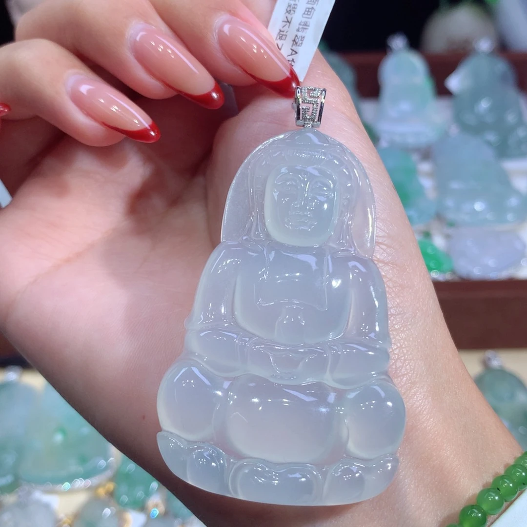 吊坠(不含链)18K金镶嵌翡翠