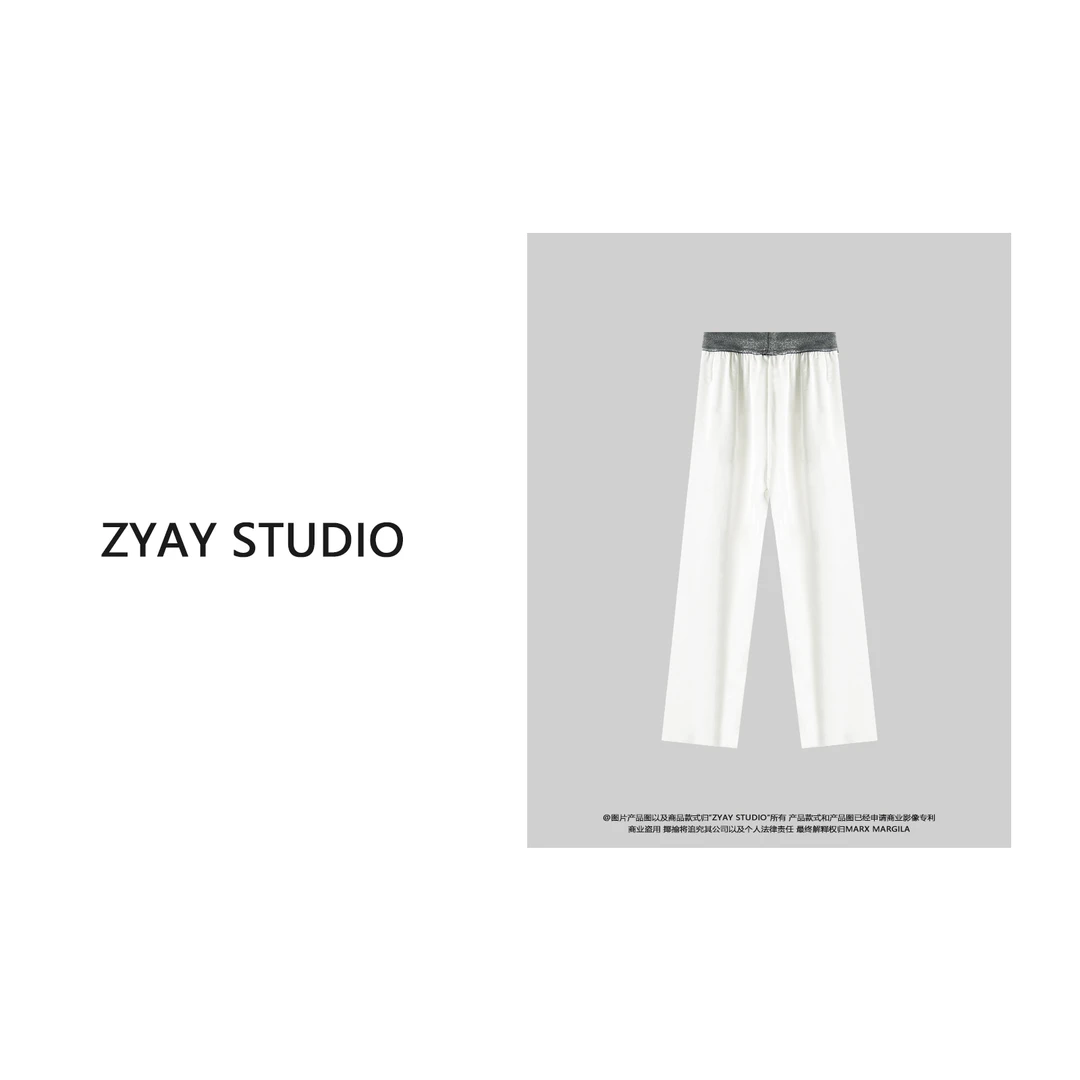 【ZYAY STUDIO】25153 南油高品质醋酸白色裤子休闲垂坠感拖地裤