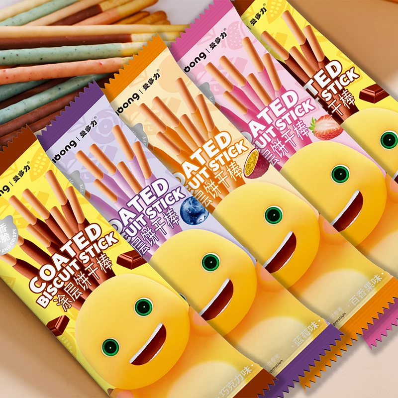 奶龙浓香丝滑香脆巧克力涂层饼干孩子手指饼干条儿童营养零食