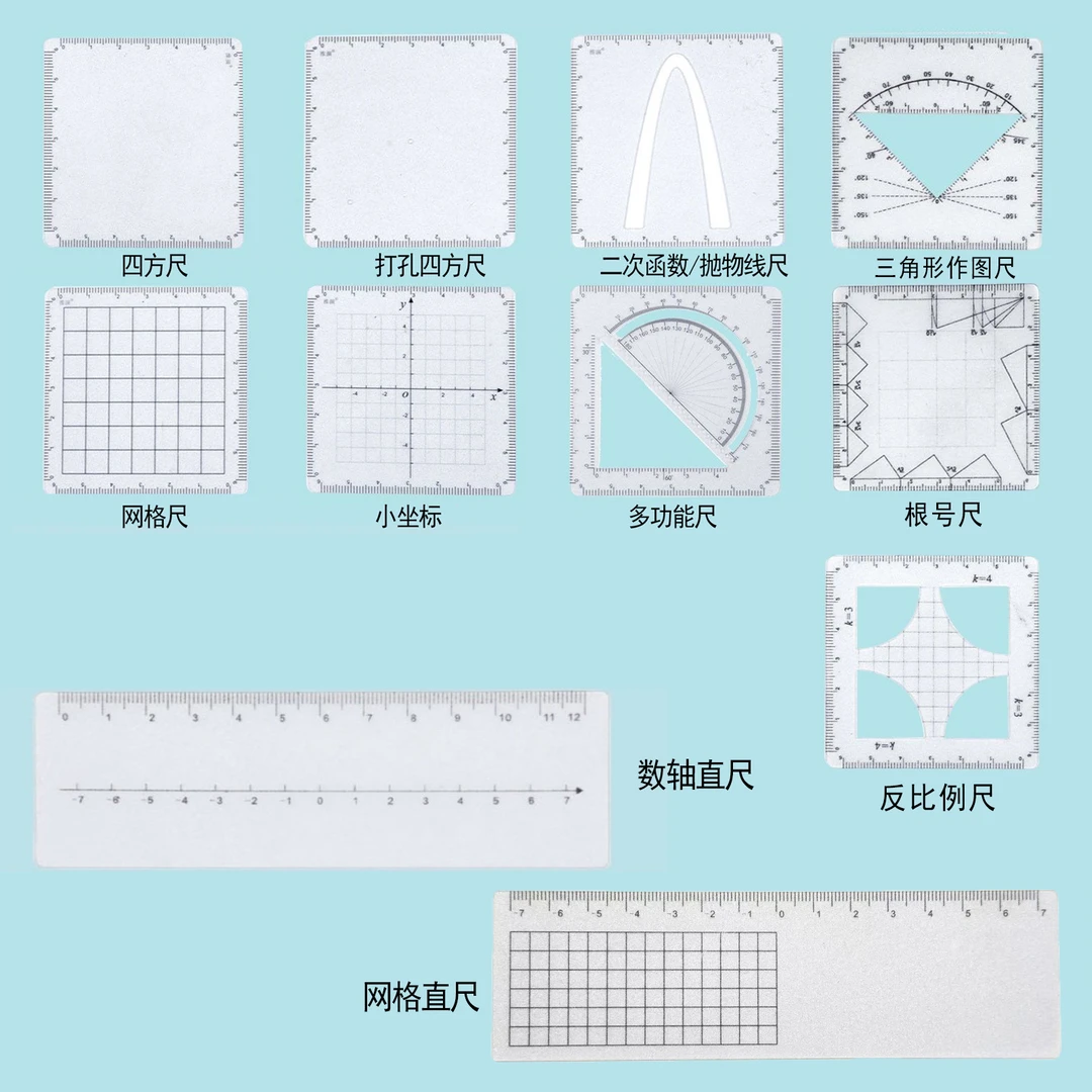 威震四方格尺【自选】数学透明板可擦写解题画图推理验算尺