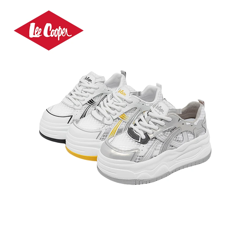 【行走空调】LEE COOPER网面透气夏季小白鞋百搭厚底休闲鞋增高女鞋