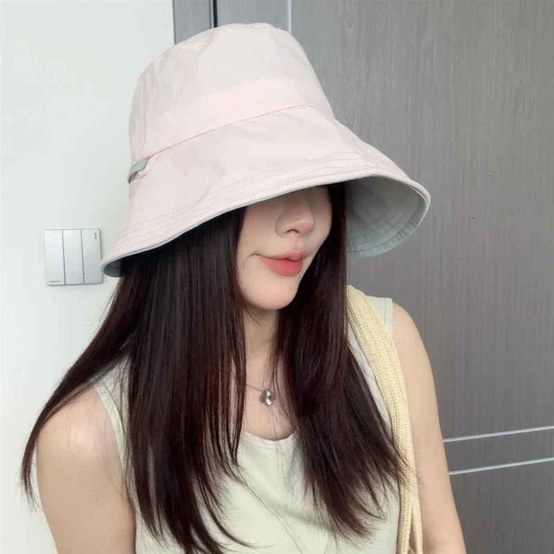 蟹蟹帽业薄款日系显脸小大檐拼色女渔夫帽子出游防晒帽盆帽遮阳帽