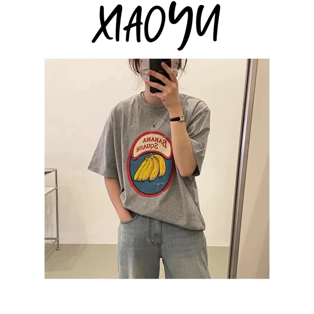 25018【香了个蕉】S韩系signal香蕉印花圆领短袖T恤百搭显瘦短袖