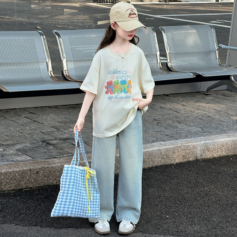 套装洋气休闲夏季阔腿宽松夏装牛仔裤套装洋气休闲夏季阔腿宽松