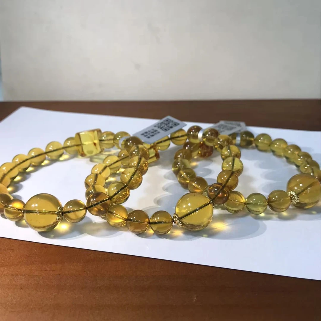 【书记甄选】天然蓝珀单圈手链 多样性发一件 约8mm 1421BB