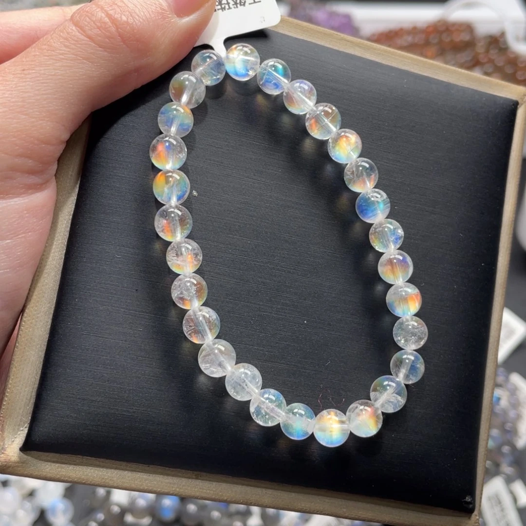 颈饰长石未镶嵌马岛幻彩月光石6.5mm