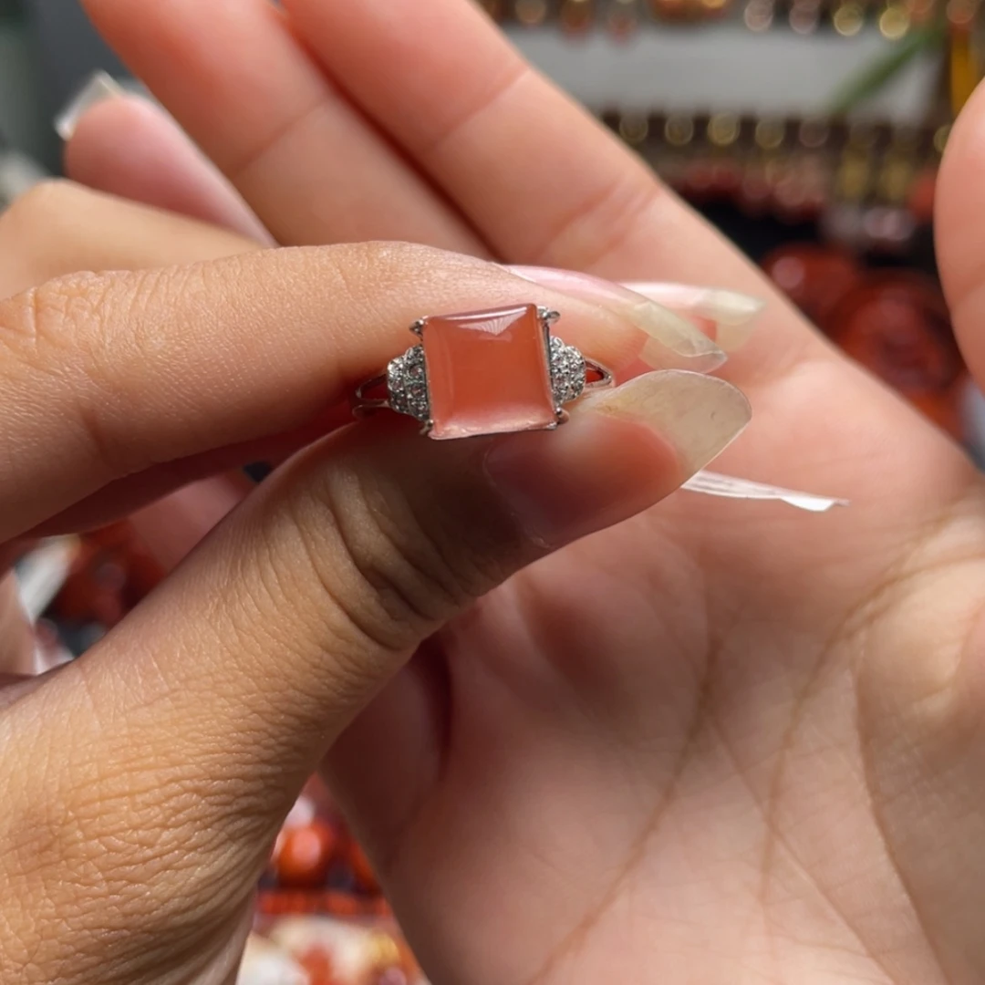 【闪购商品】银S925镶嵌冰粉戒指南红玛瑙