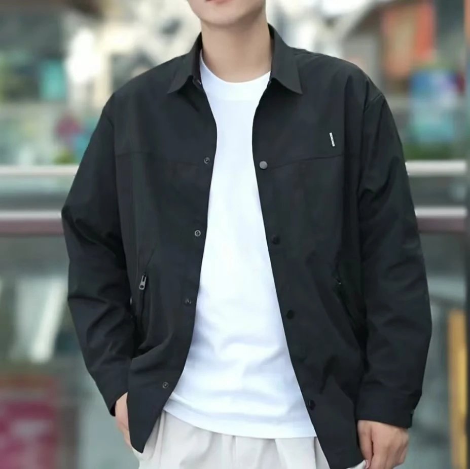 男士行政夹克2025新款男装上衣高级感工装休闲翻领衬衫外套春秋季