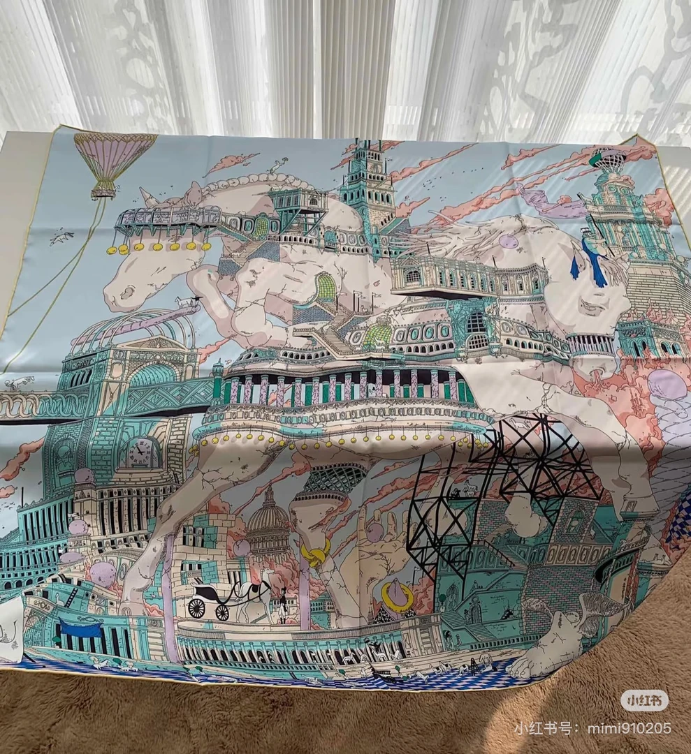 赞赞家【马之国都】90双面高货女士丝巾H经典时尚高级18姆米桑蚕丝