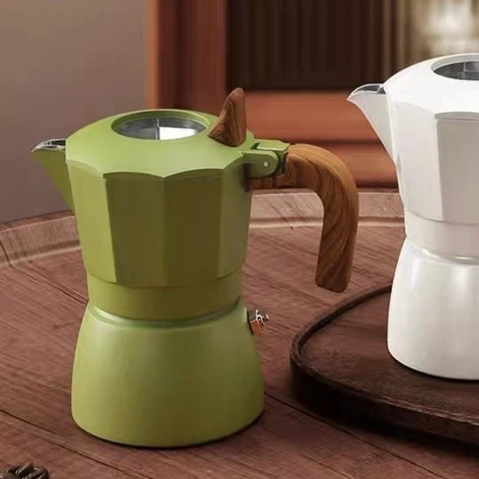 精品款三代双阀森林绿高品质咖啡壶摩卡壶镂空盖双阀咖啡壶器具