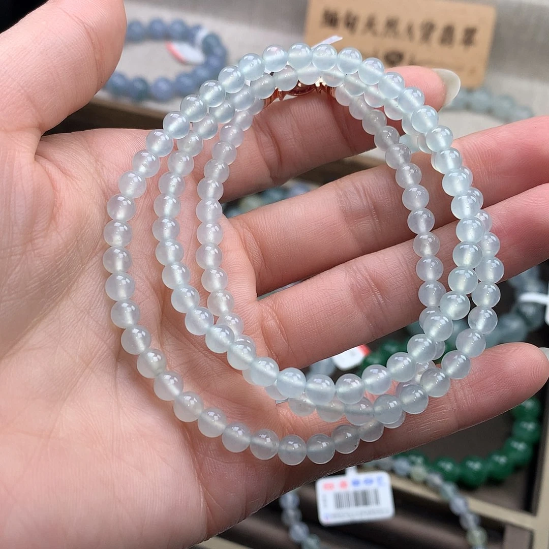 翡翠合金手链高冰白冰长项链