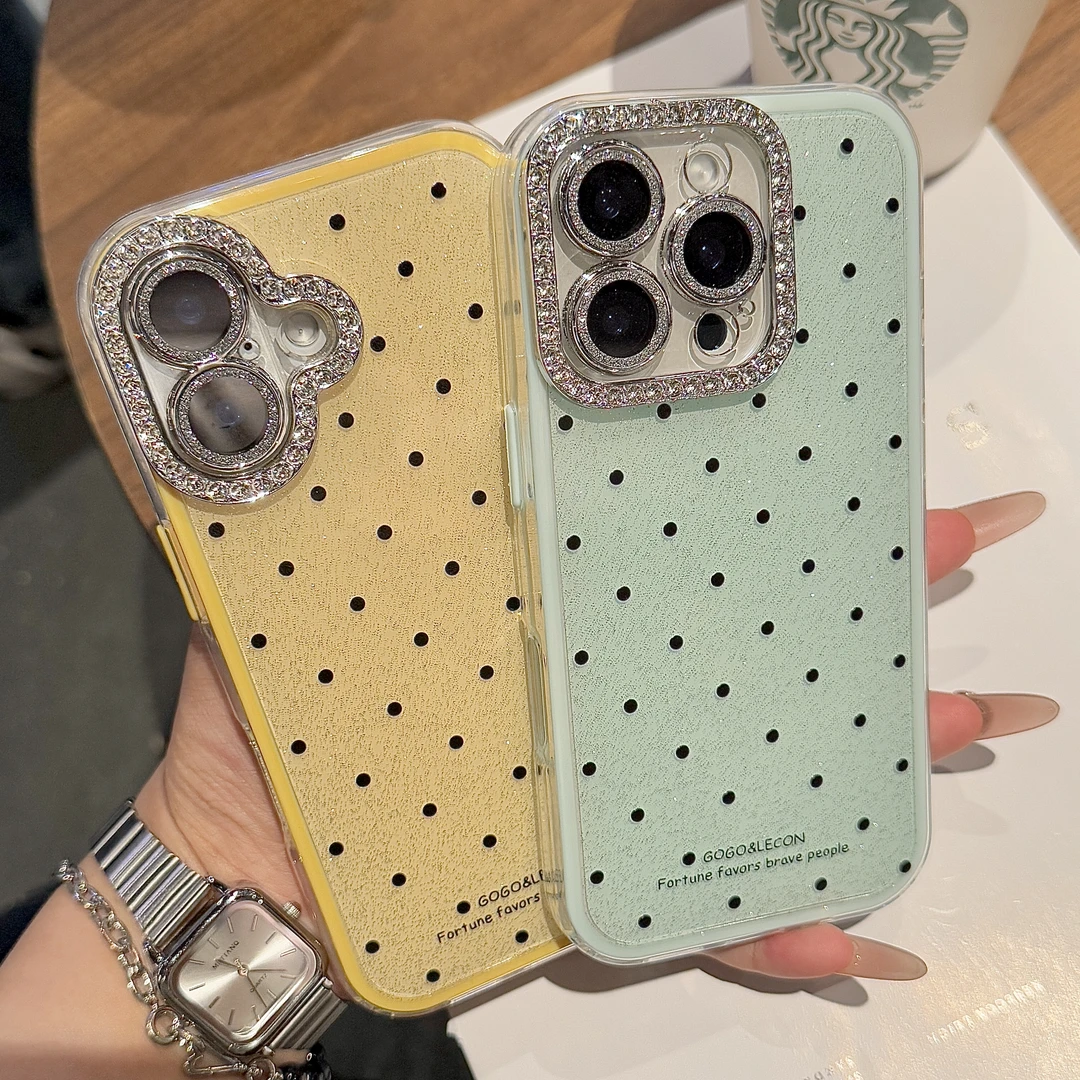 新款网红高颜值闪钻波点果冻适用iphone16promax手机壳苹果15情侣