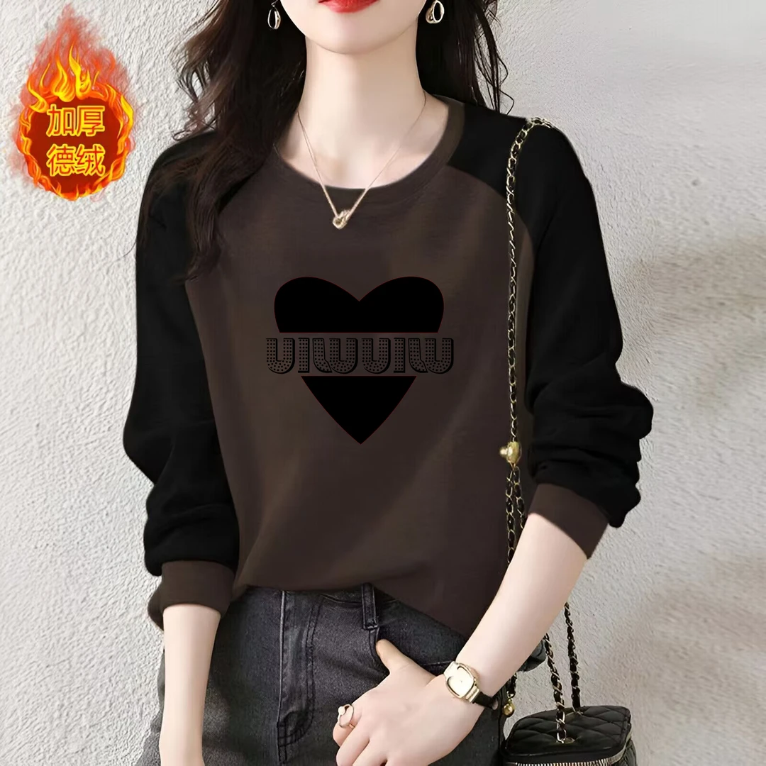 秋冬季新款德绒保暖长袖打底T恤女宽松显瘦修身韩版内搭上衣ins潮