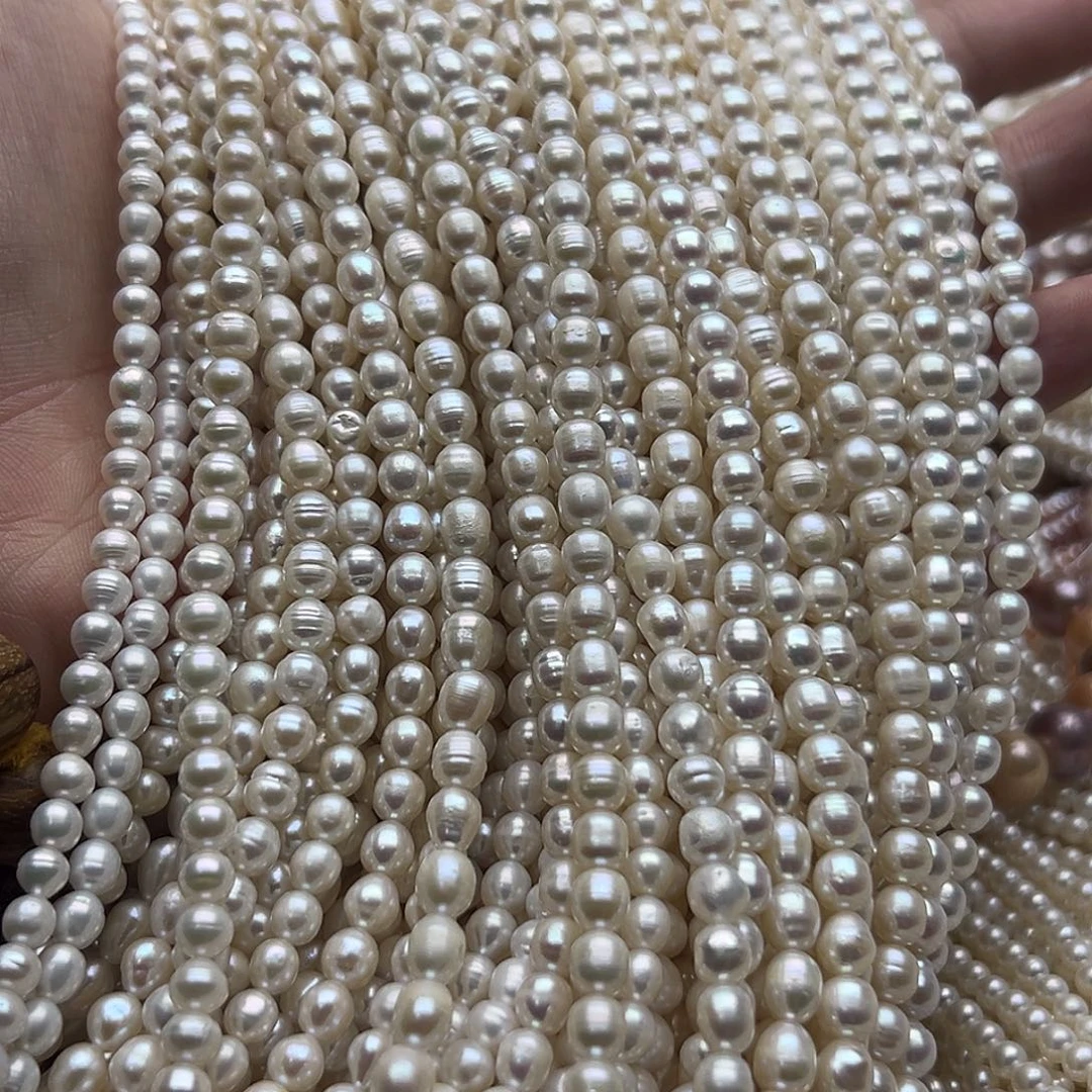 半成品未镶嵌淡水珍珠卡5+近圆小米珠