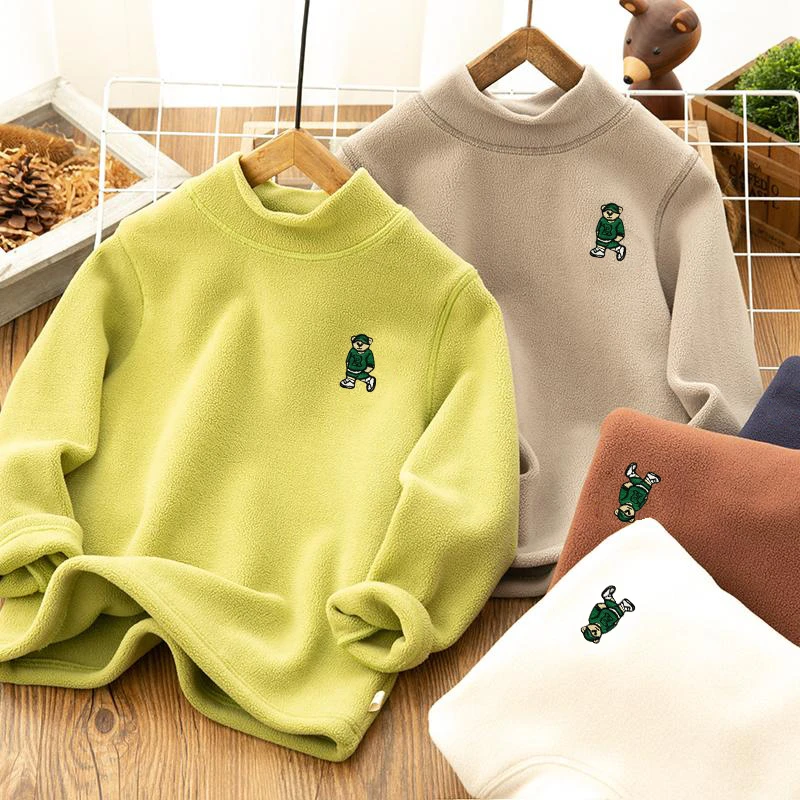 2025秋冬儿童半高领打底衫男童中大童加厚长袖内搭