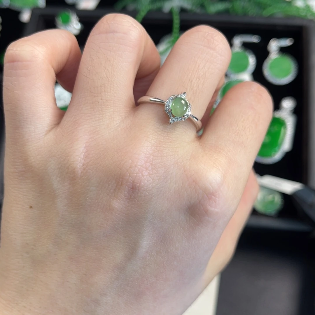 翡翠银S925镶嵌戒指