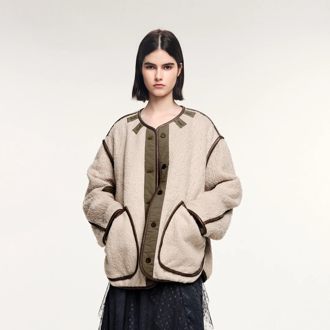 UOOYAA/乌丫2025冬「魔法花园」撞色包边M65内胆棉服UY25432W119154