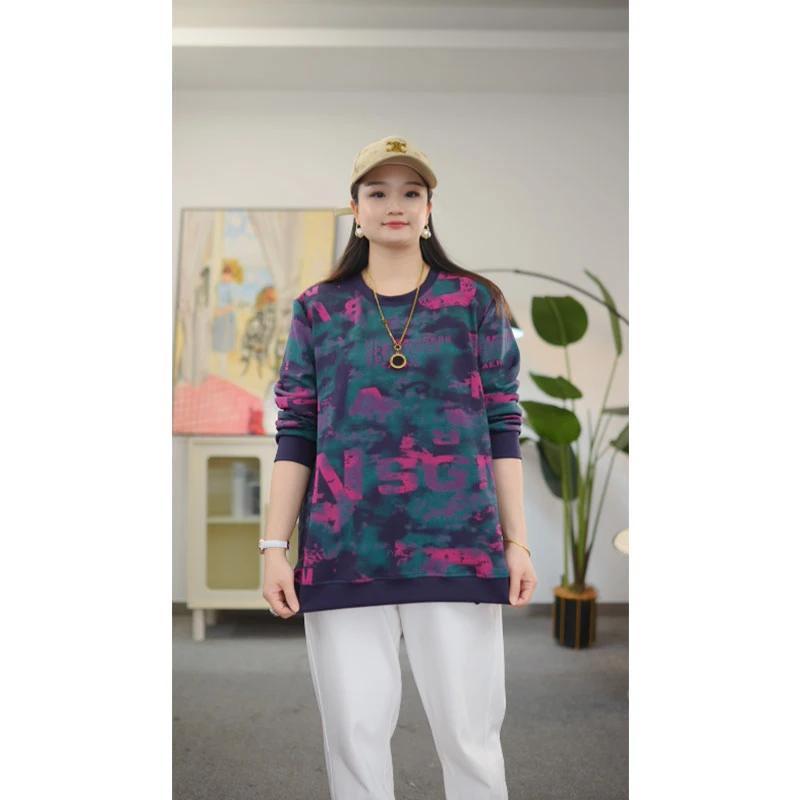 歌帛语大码女装卫衣秋季新款宽松显瘦穿到230斤时尚上衣