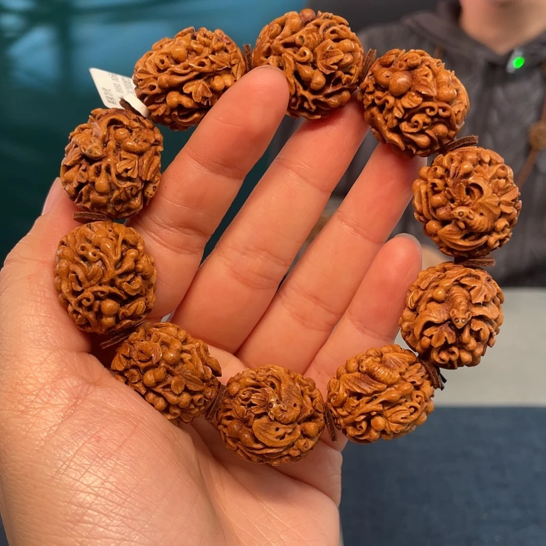 桃核福禄双全核雕作品