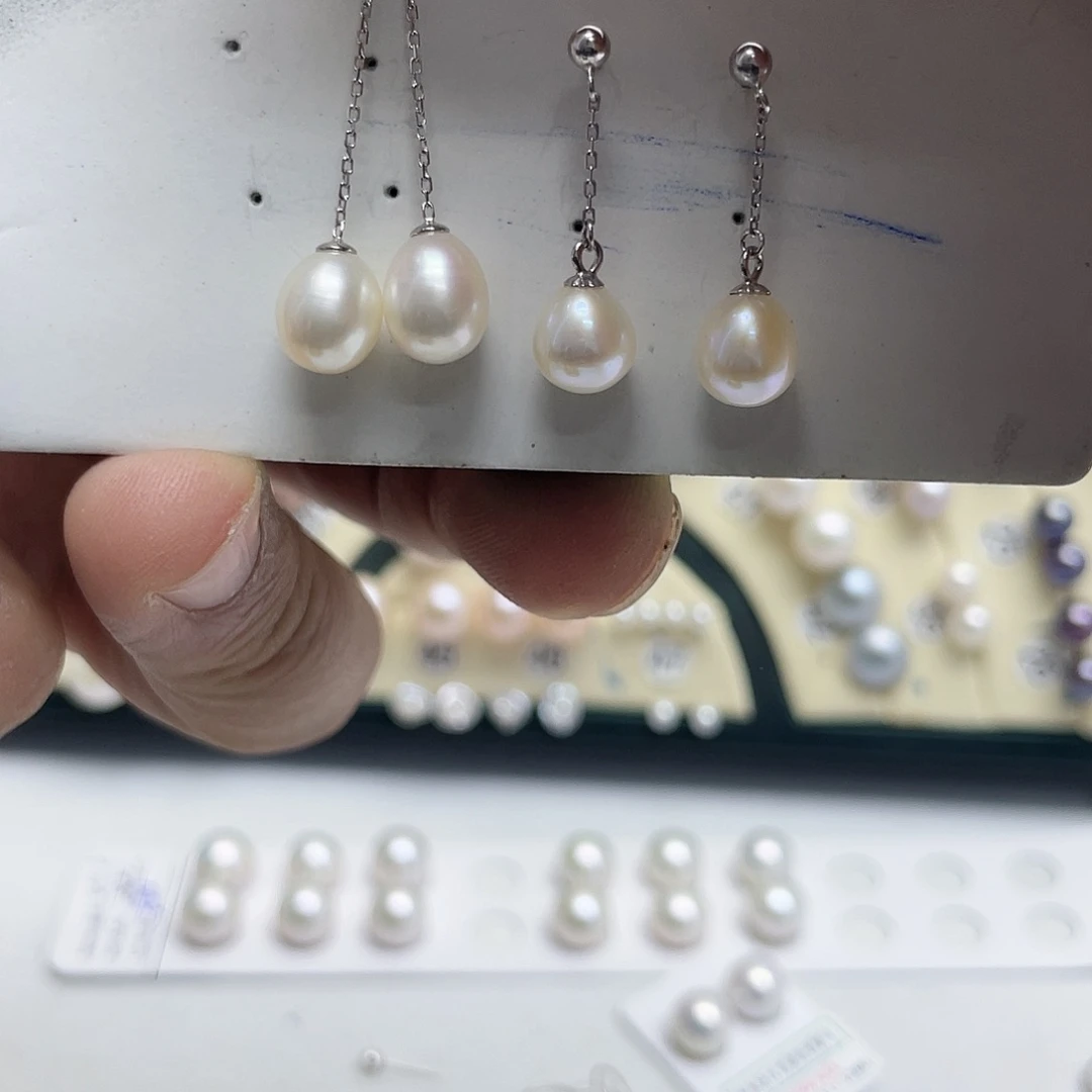 一***子耳饰银S925镶嵌淡水珍珠