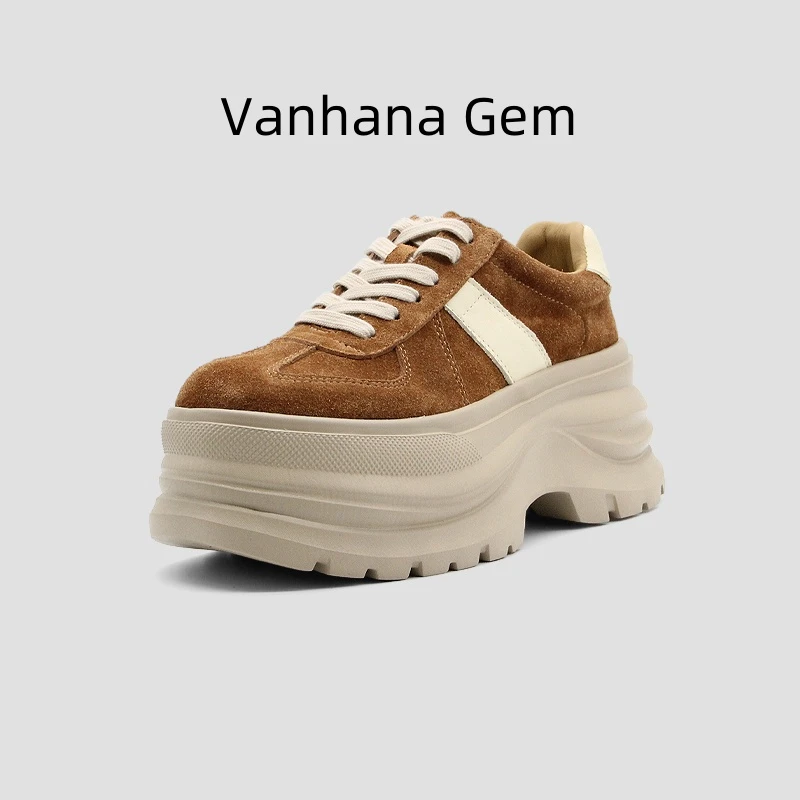 VANHANA GEM2025新款松糕厚底时尚女款深口低帮蹭高休闲鞋983-2