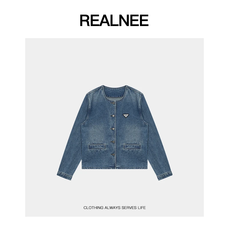 REALNEE【拉达女孩】Pra*土耳其长绒棉牛仔外套三角标复古穿搭03774