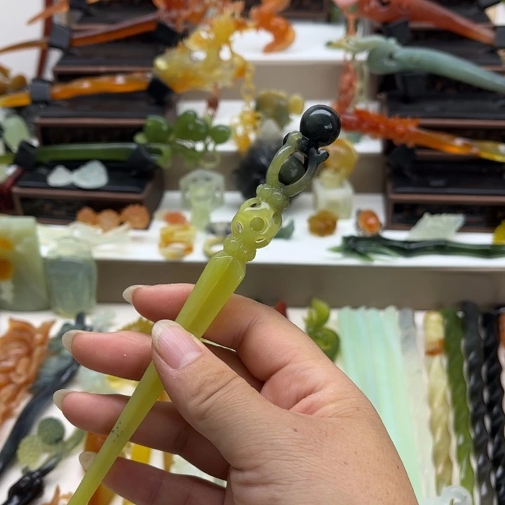 未镶嵌蛇纹石玉岫玉发簪