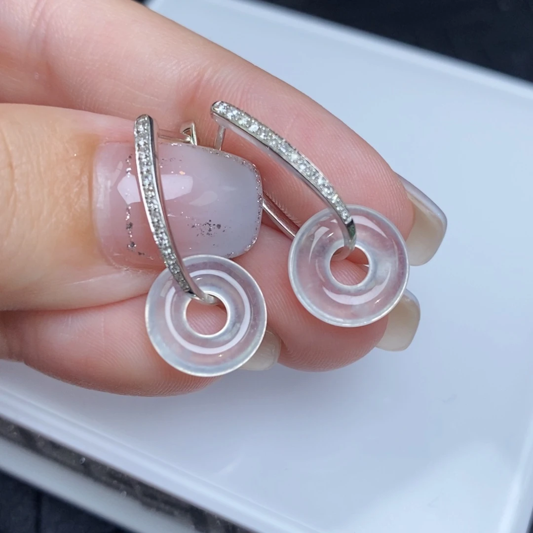 翡翠18K金镶嵌耳饰甜甜圈