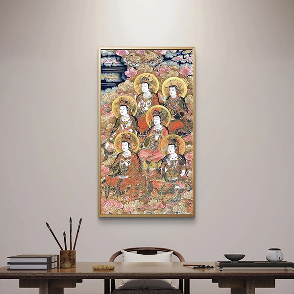 【手绘秘彩描金】等觉位十一地菩萨—高金月—手绘国画