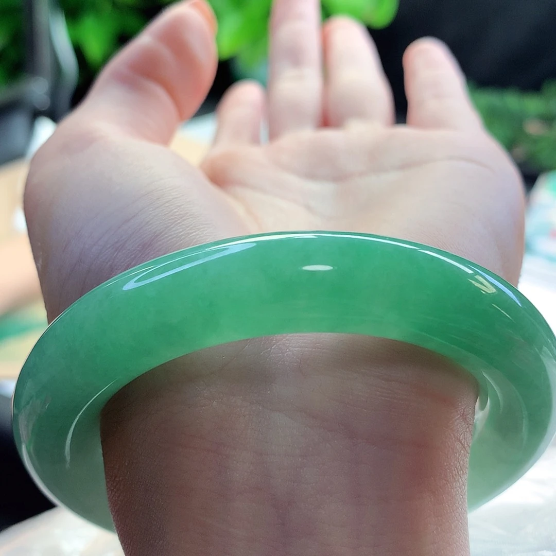 未镶嵌手镯翡翠天然A货翡翠55-56卡双十二胖圆 富婆绿