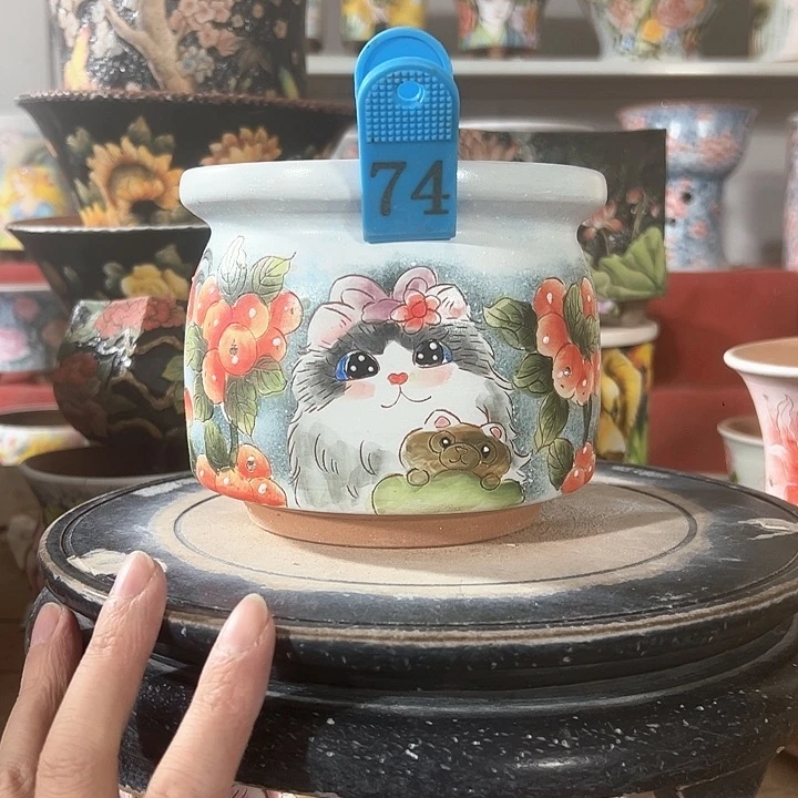 景德镇手绘花盆 满38包邮