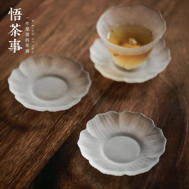 【轻奢】 古法手作琉璃莲蕊杯垫 百搭隔热防烫茶杯托功夫茶具配件
