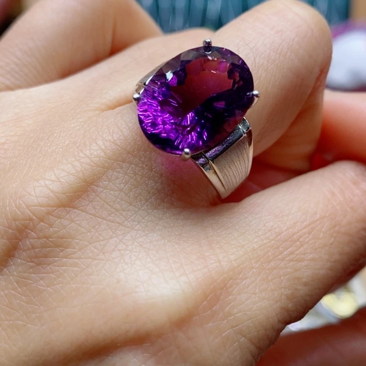 银S925镶嵌戒指水晶天然水晶戒指