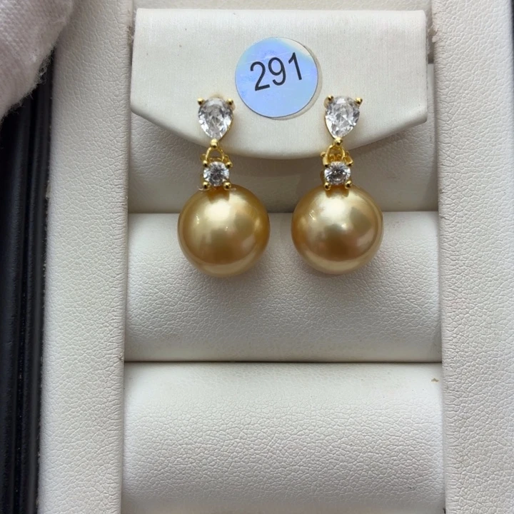 银S925镶嵌耳饰海水珍珠