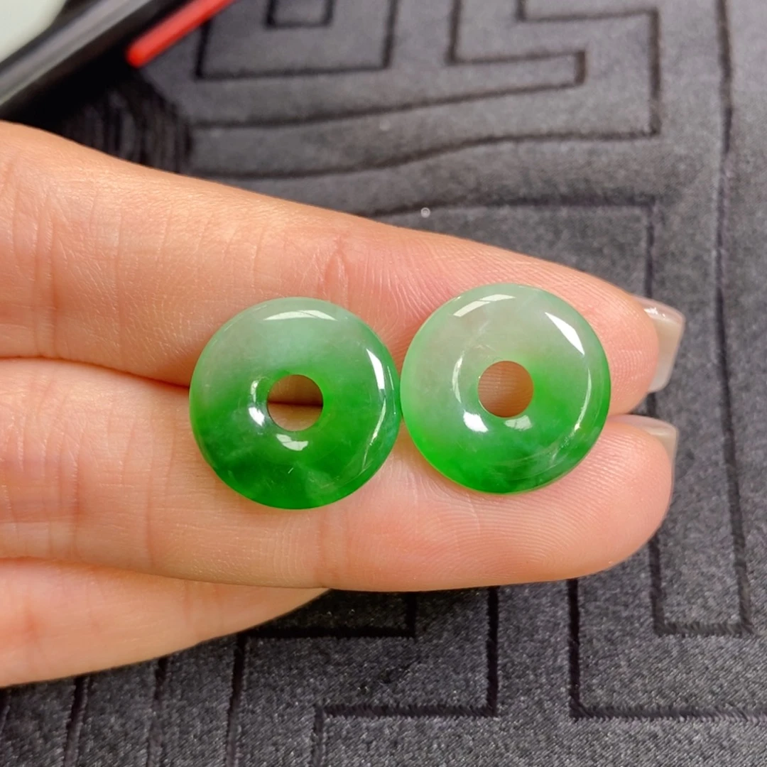 翡翠未镶嵌耳饰辣色半山水甜甜圈