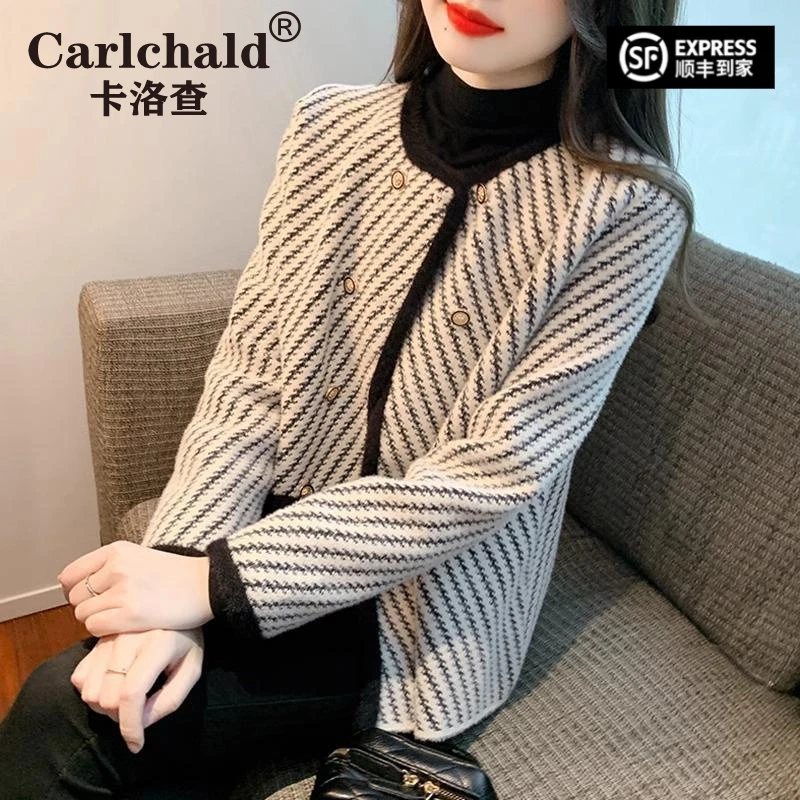 卡洛查（CARLCHALD）不规则冬季毛呢秋季女秋冬2025新款轻奢小个