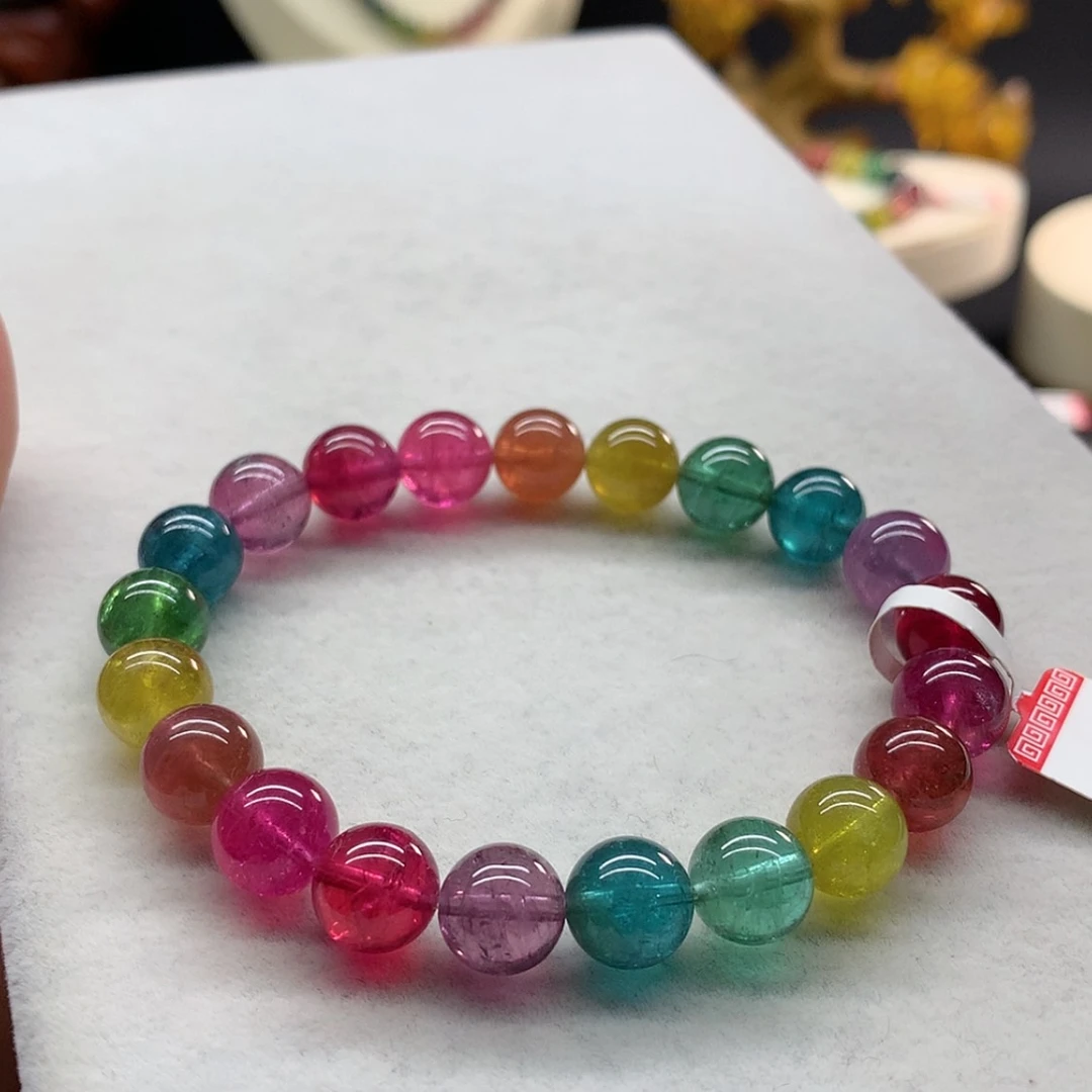 【闪购商品】未镶嵌手链碧玺彩虹色标单圈9.2