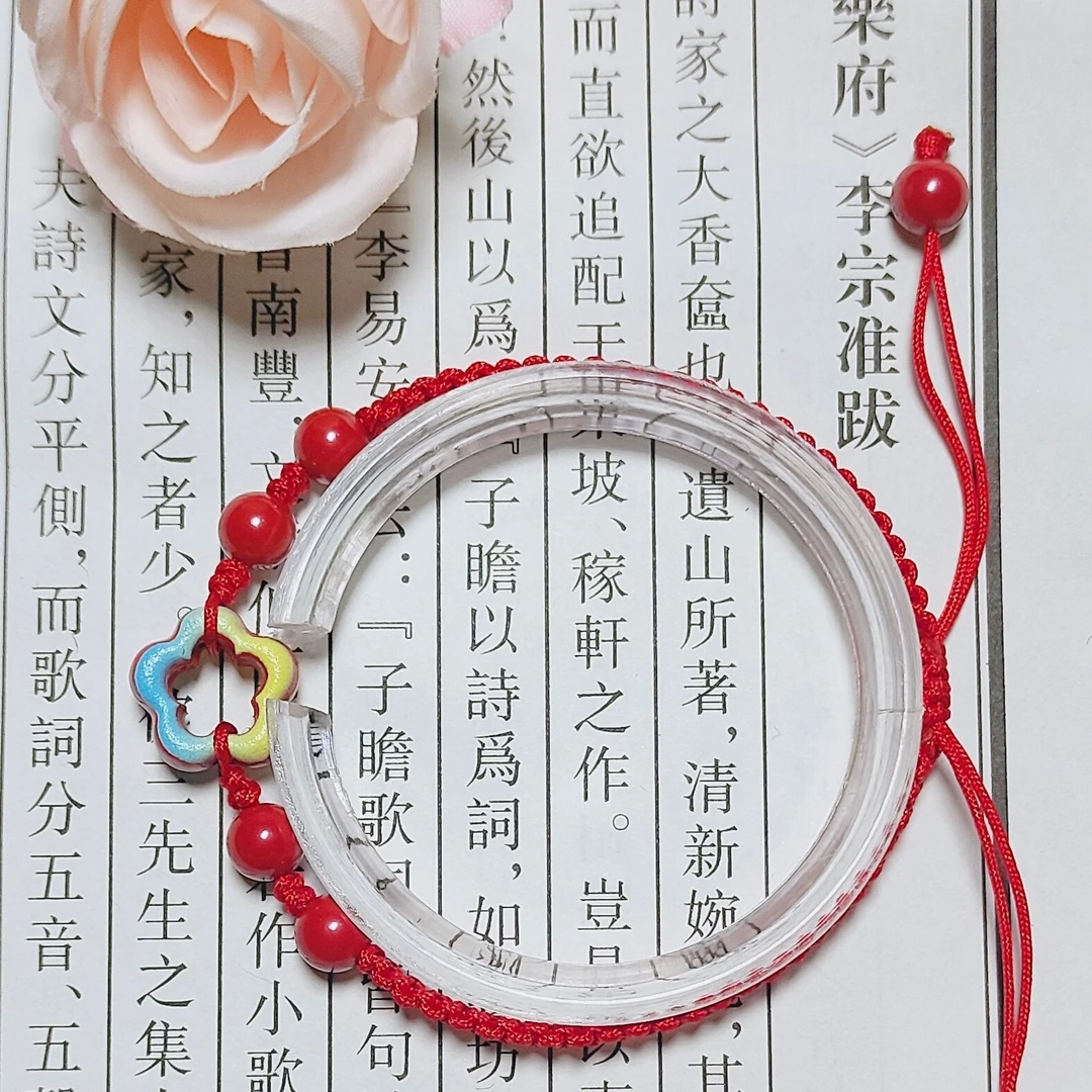 含辰砂工艺品彩绘朱砂转运手链本命年红绳